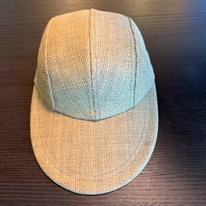 Lands End Straw Baseball Cap Adjustable Strap Beige Summer Beach Sun Hat